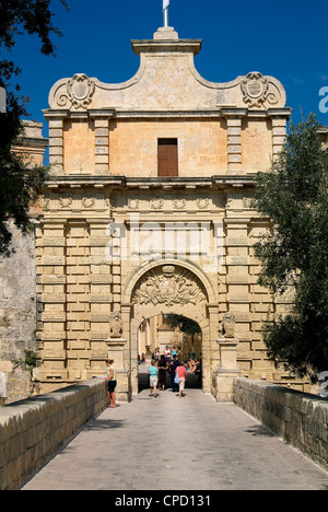 Gate to old town, Mdina, Malta, Mediterranean, Europe Stock Photo