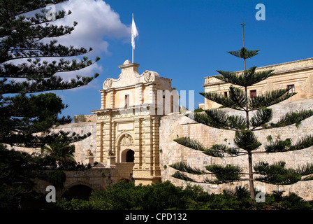 gate to old town, Mdina, Malta, Mediterranean, Europe Stock Photo