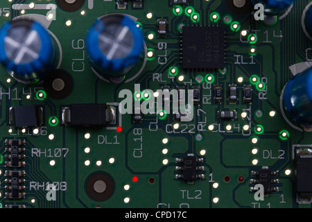 Close up view of printed circuited board Stock Photo