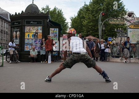 Man break dancing in Paris, France, Europe Stock Photo