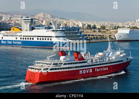 Ferries in the Port of Piraeus, Athens, Greece, Europe Stock Photo