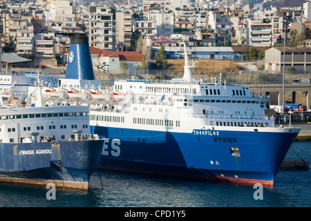 Ferries in the Port of Piraeus, Athens, Greece, Europe Stock Photo