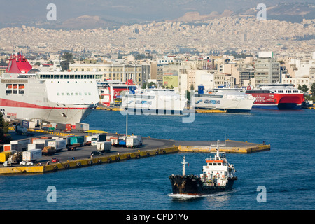 Shipping in the Port of Piraeus, Athens, Greece, Europe Stock Photo