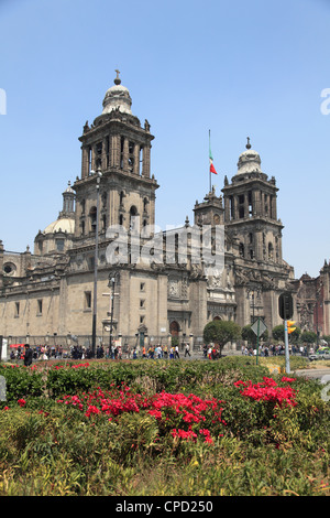 Metropolitan Cathedral, the largest church in Latin America, Zocalo, Plaza de la Constitucion, Mexico City, Mexico Stock Photo