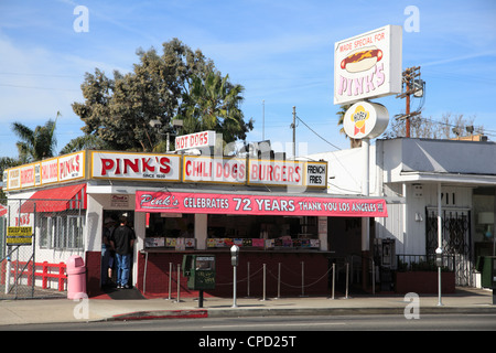 Pinks Hot Dogs, an LA Institution, La Brea Boulevard, Hollywood, Los Angeles, California, USA Stock Photo