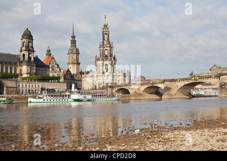 Cruise ships on the River Elbe, Dresden, Saxony, Germany, Europe Stock Photo