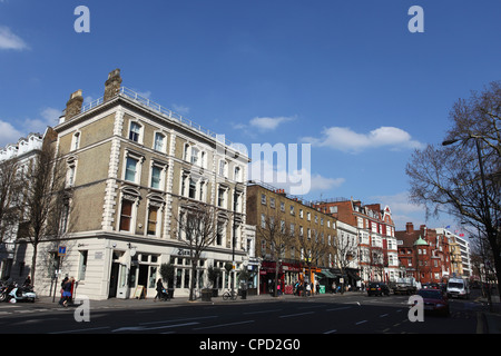 Notting Hill Gate leads into Bayswater Road in west London's Notting Hill, London, England, United Kingdom, Europe Stock Photo