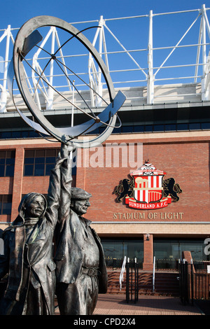 Family Football Supporters sculpture at The Stadium of Light, Sunderland, Tyne and Wear, England, United Kingdom, Europe Stock Photo