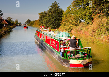 Canal boats idling their way down the Kennet and Avon Canal, Wiltshire, England, United Kingdom, Europe Stock Photo