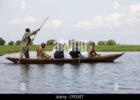 Boat near Ganvie lake village on Nokoue Lake, Benin, West Africa, Africa Stock Photo