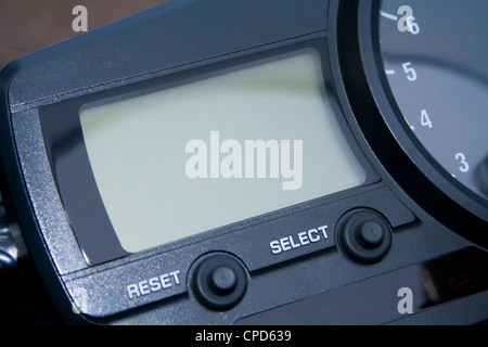 An LCD display of a modern motorcycle Stock Photo
