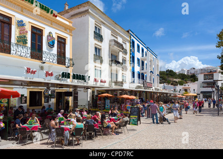 Cafes and bars in the Praca da Republica (Main Square) in the old town centre, Albufeira, Algarve, Portugal Stock Photo