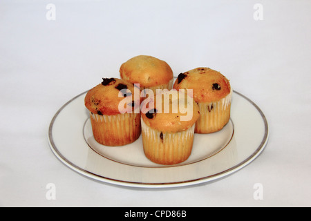 A plate of mini chocolate chip muffins Stock Photo