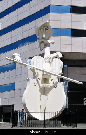 The Cellist sculpture at downtown theater district. Houston, Texas, USA. Stock Photo