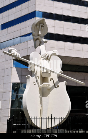 The Cellist sculpture at downtown theater district. Houston, Texas, USA. Stock Photo