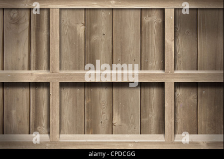 Old wood shelf on wooden wall. Stock Photo