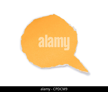 yellow paper tear bubble shape on white background. Stock Photo