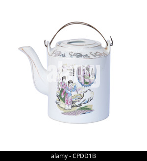 Decorative chinese tea pot on white Stock Photo