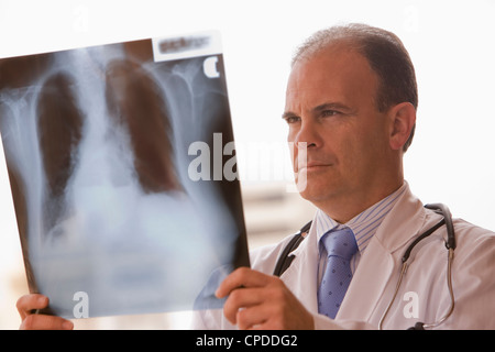 Chilean doctor reviewing x-rays Stock Photo