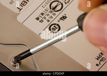 opening hard disk drive Stock Photo