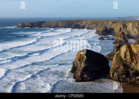 Bedruthan Steps, Cornwall, England, United Kingdom, Europe Stock Photo