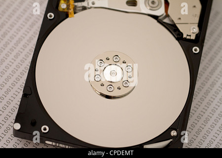 Computer hard drive HDD data on a platter Stock Photo