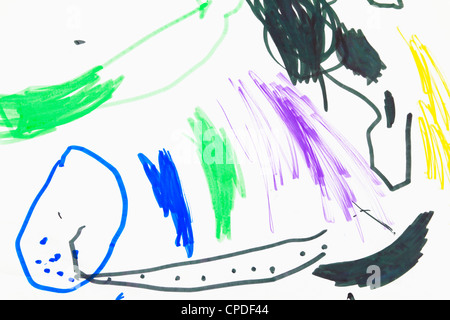 Felt pen drawing of children drawn with much contrast Stock Photo