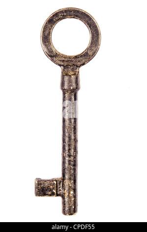 old  lever lock key, isolated Stock Photo