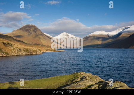 Wastwater with Yewbarrow, Great Gable, and Scafell Pike, Wasdale, Lake District National Park, Cumbria, England, United Kingdom Stock Photo