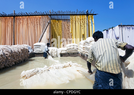 Bleaching pool, Sari garment factory, Rajasthan, India, Asia Stock Photo