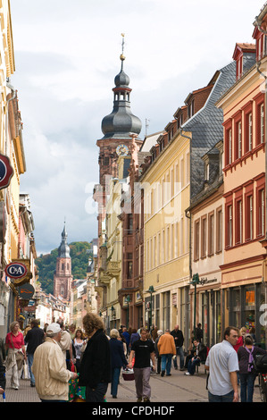 The Hauptstrasse, Old Town, Heidelberg, Baden-Wurttemberg, Germany Stock Photo