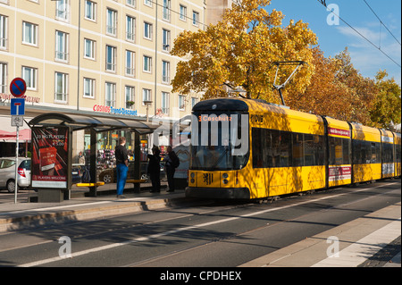 Streetcar in Dresden, Saxony, Germany, Europe Stock Photo