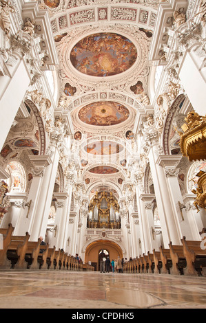 Interior of St. Stephan's Cathedral in Passau, Bavaria, Germany, Europe Stock Photo