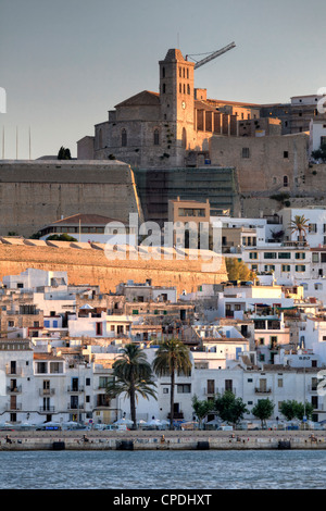 Spain, Balearic Islands, Ibiza, view of Ibiza old town (UNESCO site), and Dalt Vila Stock Photo