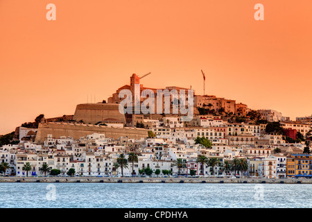 Spain, Balearic Islands, Ibiza, view of Ibiza old town (UNESCO site), and Dalt Vila Stock Photo