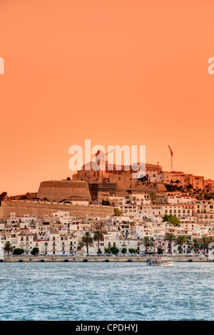 Spain, Balearic Islands, Ibiza, view of Ibiza old town (UNESCO site), and Dalt Vila Stock Photo