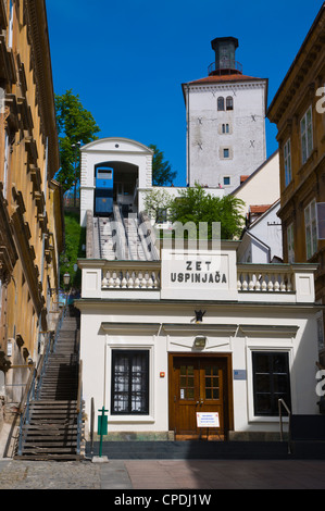 Funicular between Ilica street and Gradec the old town Zagreb Croatia Europe Stock Photo