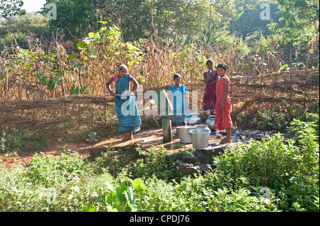 Village water pump, rural Orissa (Odisha), India, Asia Stock Photo