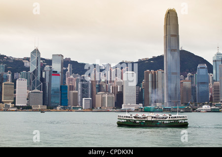 Star Ferry crossing Victoria Harbour, Hong Kong, China Stock Photo
