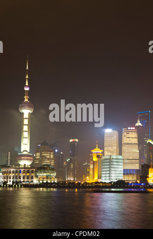 Pudong financial district and Oriental Pearl Tower across the Huangpu River, Shanghai, China, Asia Stock Photo