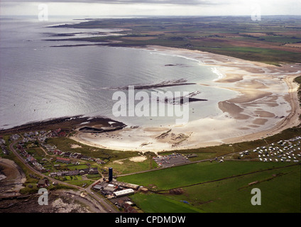 Aerial view from the North of Beadnell Bay in Northumberland Stock Photo