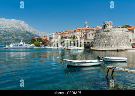 Korcula island harbour, Croatia, Europe Stock Photo