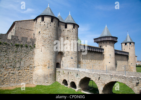 The Chateau Comtal inside La Cite, Carcassonne, UNESCO World Heritage Site, Languedoc-Roussillon, France, Europe Stock Photo