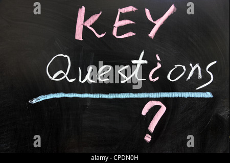 "Key questions" words written on the chalkboard Stock Photo