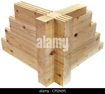 Wooden Cottage Corner Model Isolated with Clipping Path Stock Photo