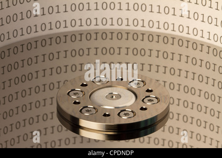 Computer hard drive HDD data on a platter Stock Photo