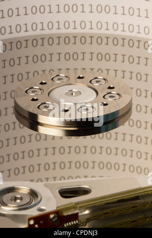 Computer hard drive HDD data on a platter Stock Photo