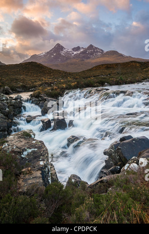 Allt Dearg Mor and the Cuillins at sunrire, Glen Sligachan, Isle of Skye, Highlands, Scotland, UK Stock Photo