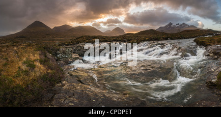 Allt Dearg Mor and the Cuillins at sunrire, Glen Sligachan, Isle of Skye, Highlands, Scotland, UK Stock Photo