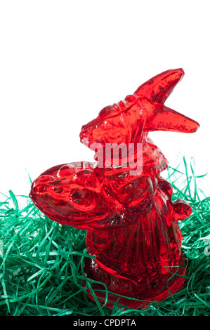 Sugar Easter bunny on grass with copy space Stock Photo